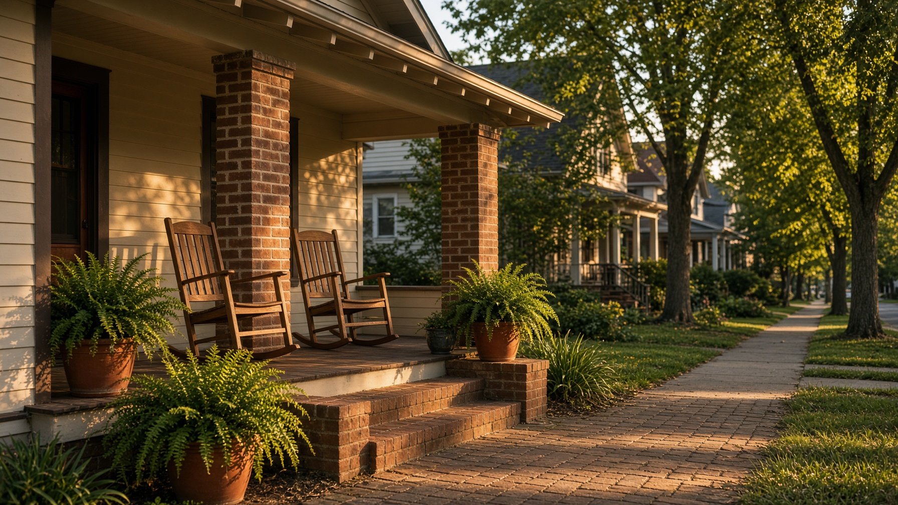A Nashville craftsman porch on a quiet street